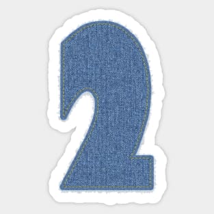 Number Two Blue Denim Sticker